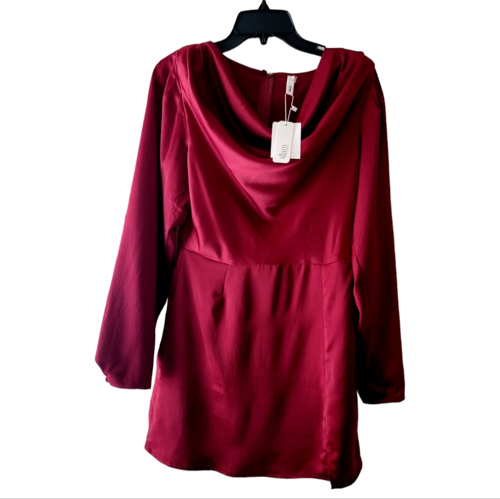 GLAM BOUTIQUE WINE SATIN COCKTAIL DRESS